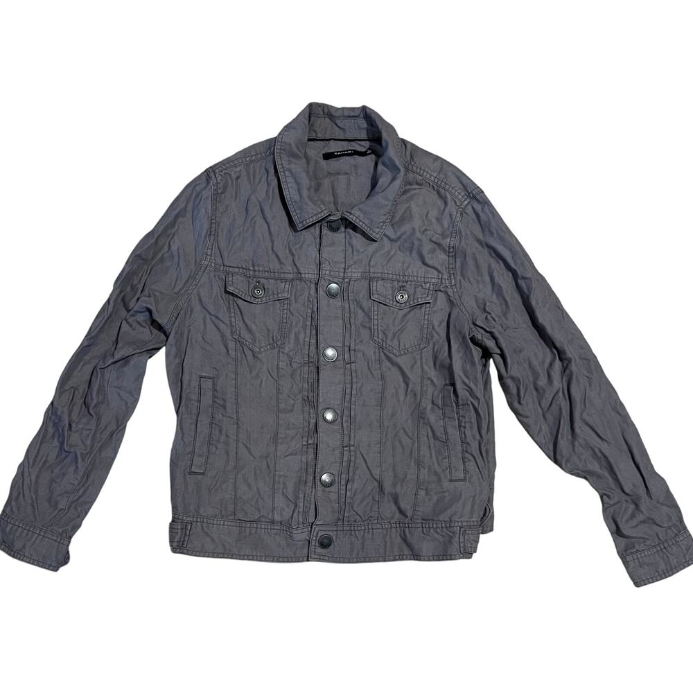 Gray Tahari Lightweight Button Up Shirt Jacket “Shacket” Size Large